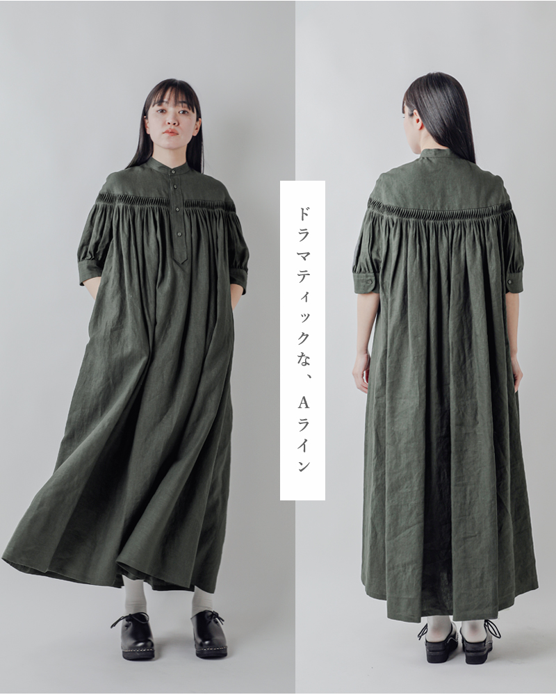 Scye(サイ)リネンキャンブリックタックドレス“60/1LinenCambricTuckedDress”1225-01002