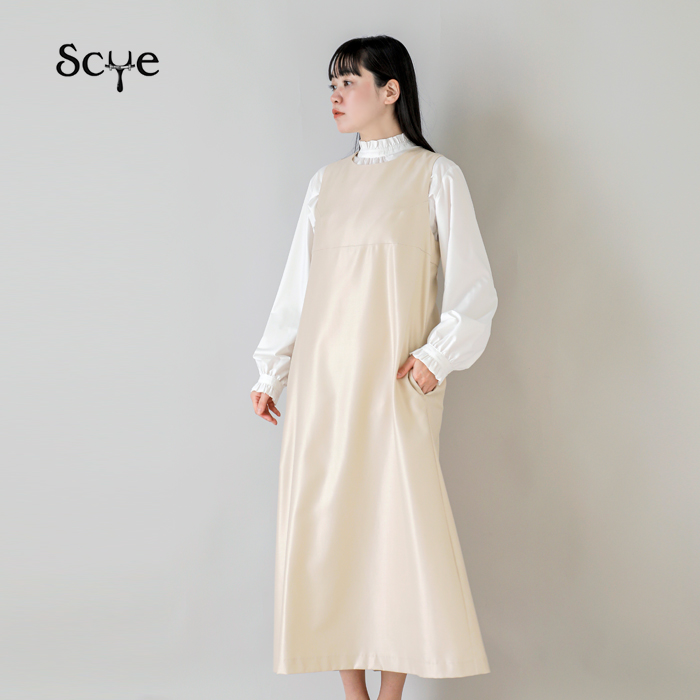 Scye(サイ)シルクウールツイルクロスバックワンピース“SilkWoolTwillCrossBackDress”1225-01040