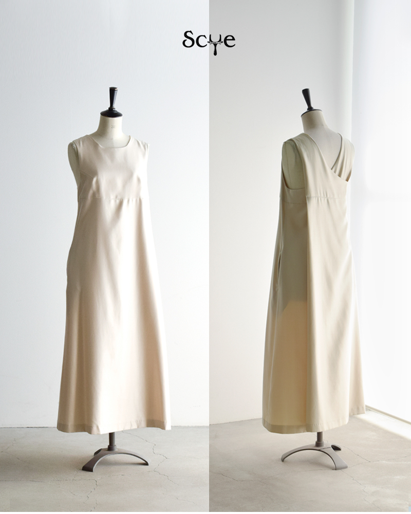 Scye(サイ)シルクウールツイルクロスバックワンピース“SilkWoolTwillCrossBackDress”1225-01040