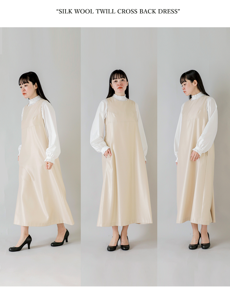 Scye(サイ)シルクウールツイルクロスバックワンピース“SilkWoolTwillCrossBackDress”1225-01040