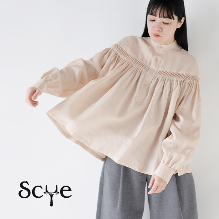 Scye(サイ)リネンキャンブリックタックブラウス“60/1LinenCambricTuckedBlouse”1225-31001