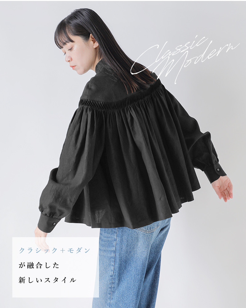 Scye(サイ)リネンキャンブリックタックブラウス“60/1LinenCambricTuckedBlouse”1225-31001