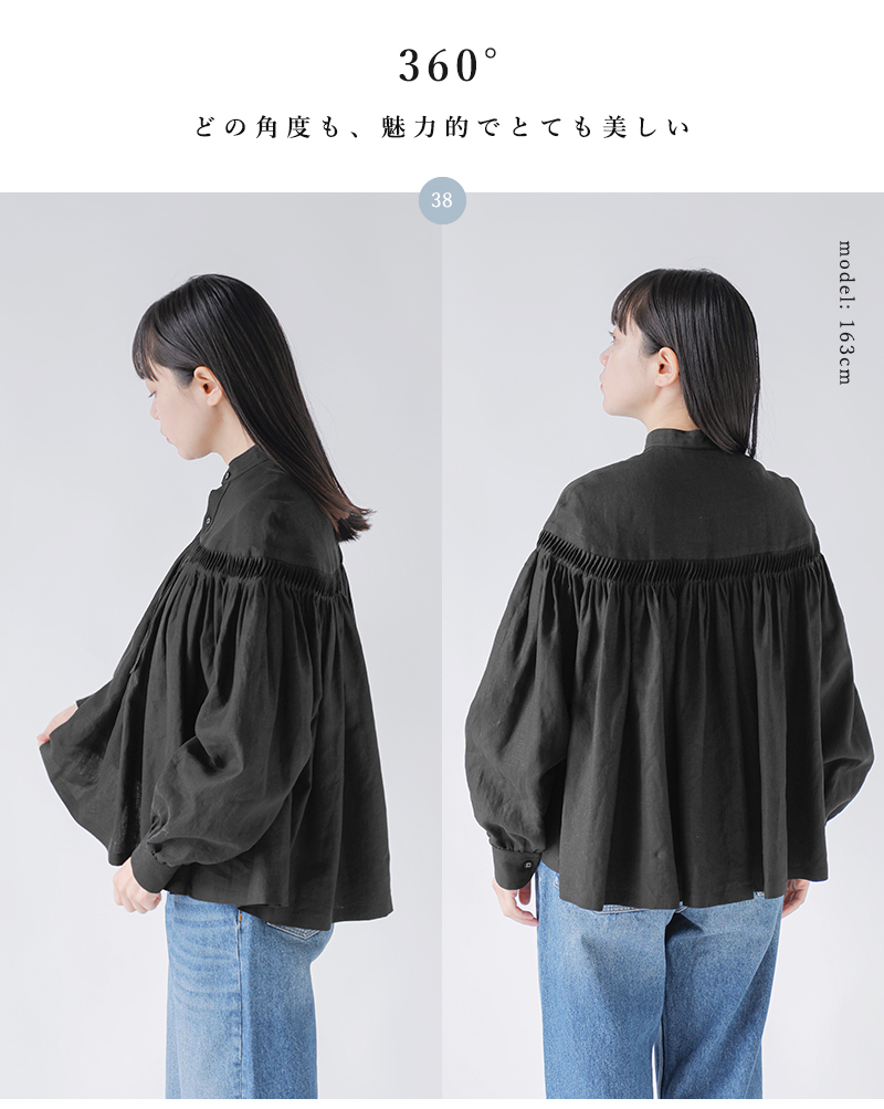 Scye(サイ)リネンキャンブリックタックブラウス“60/1LinenCambricTuckedBlouse”1225-31001