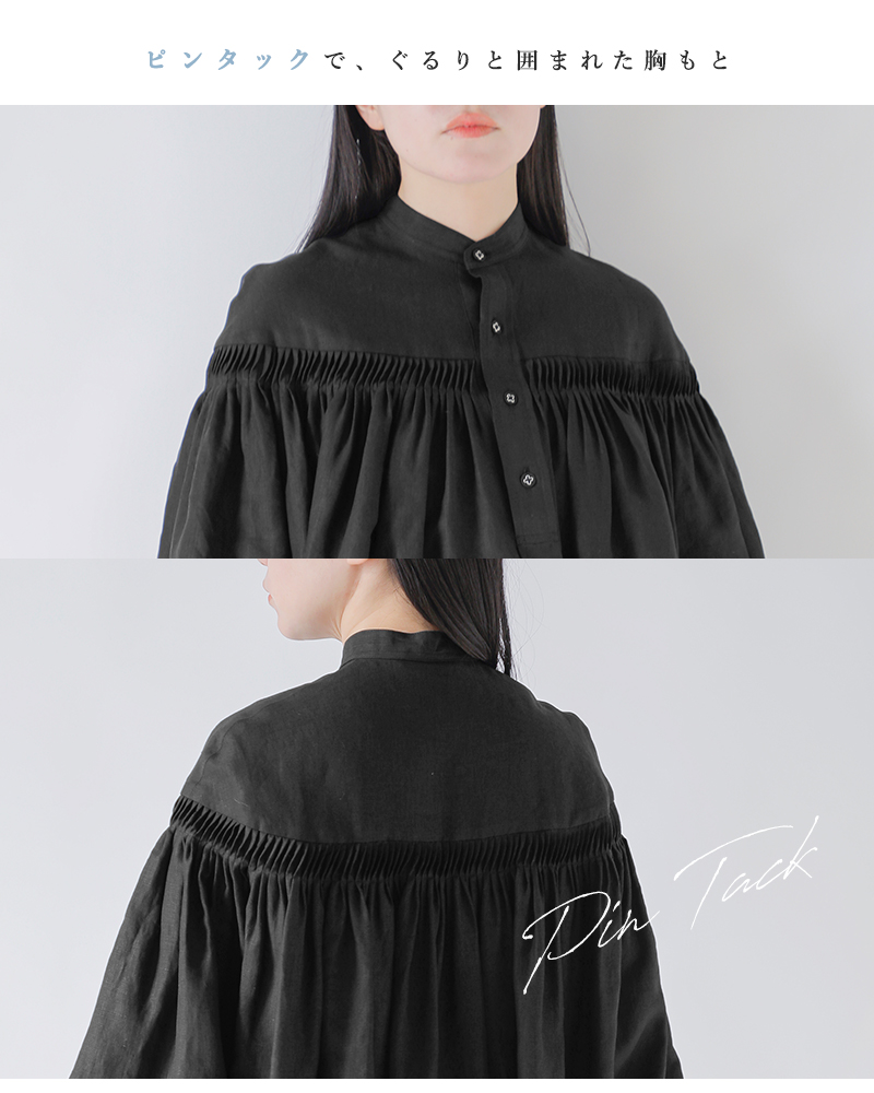 Scye(サイ)リネンキャンブリックタックブラウス“60/1LinenCambricTuckedBlouse”1225-31001