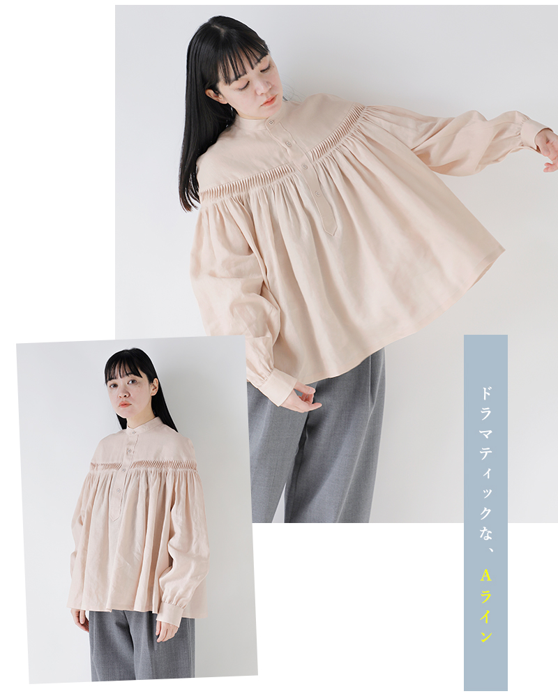 Scye(サイ)リネンキャンブリックタックブラウス“60/1LinenCambricTuckedBlouse”1225-31001