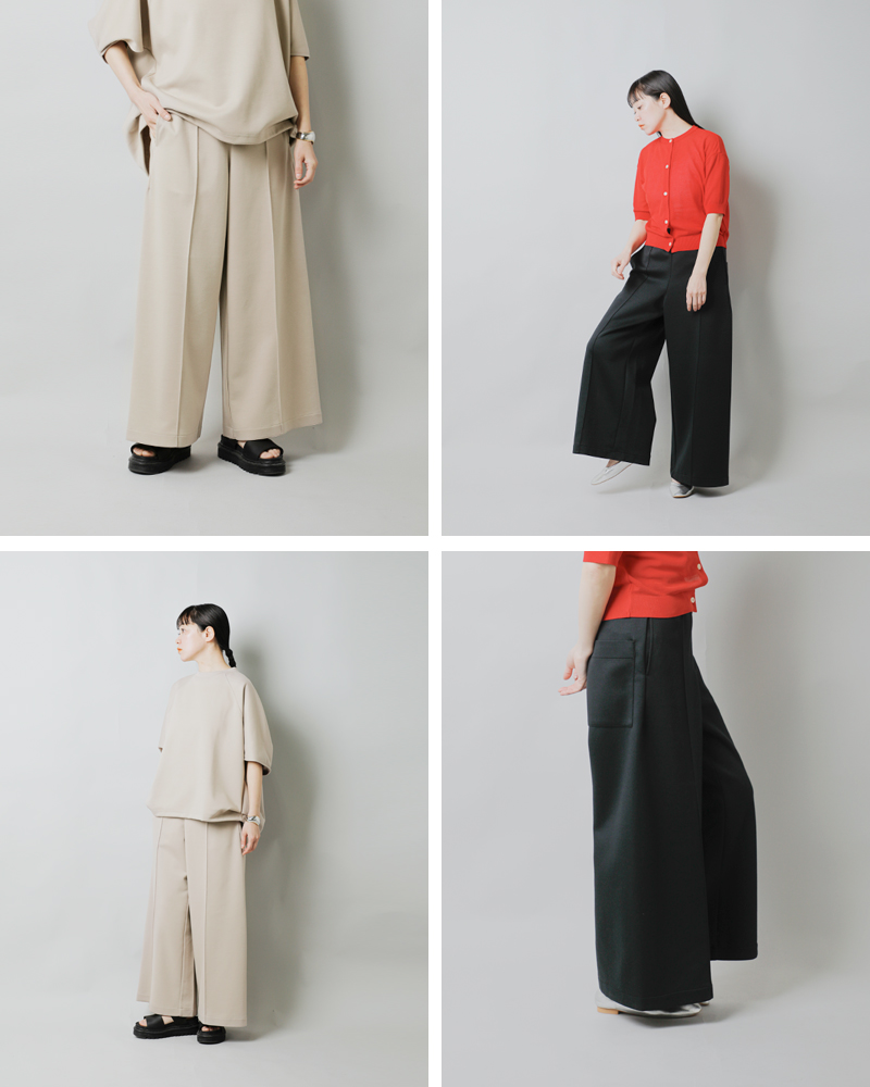 COGTHEBIGSMOKE(コグザビッグスモーク)ダブルエアーコットンブレンドジャージーワイドトラウザーパンツ“GENEVAWIDELEGTROUSERS”12601-204-722-1
