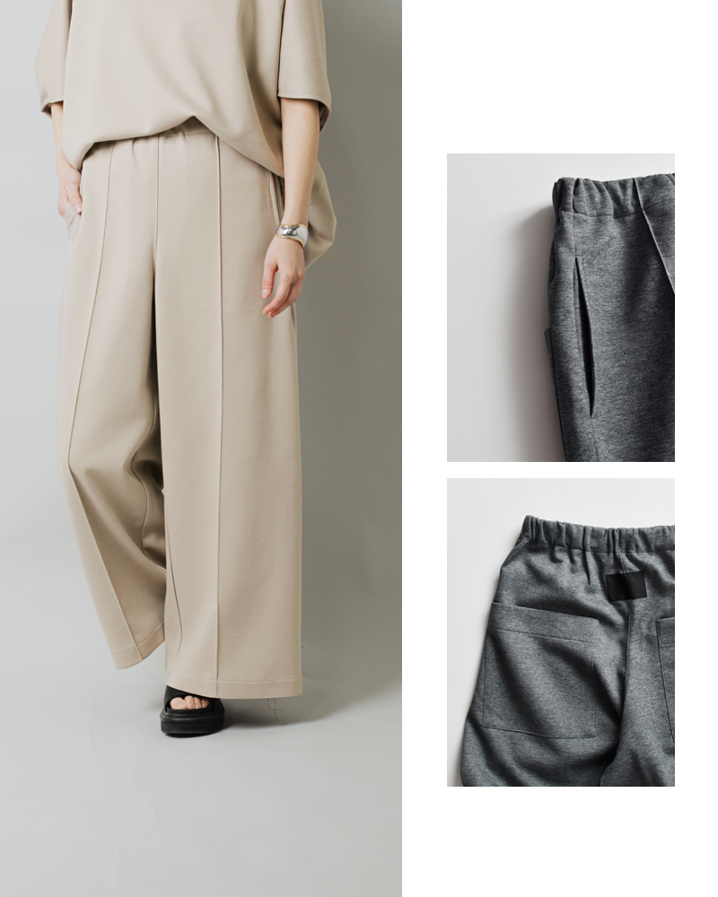 COGTHEBIGSMOKE(コグザビッグスモーク)ダブルエアーコットンブレンドジャージーワイドトラウザーパンツ“GENEVAWIDELEGTROUSERS”12601-204-722-1