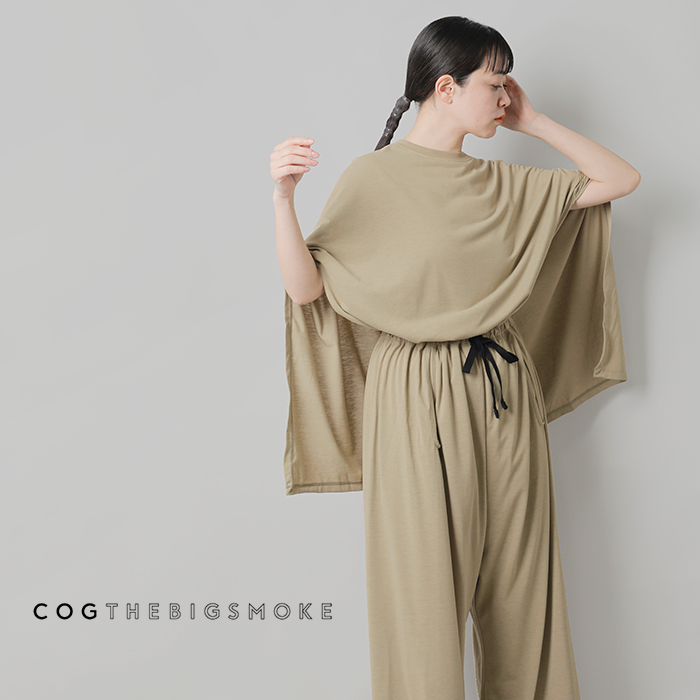 COGTHEBIGSMOKE(コグザビッグスモーク)リサイクルジャージークルーネックワイドレッグジャンプスーツ“LYDIAJUMP-SUIT”12701-346-1217-1