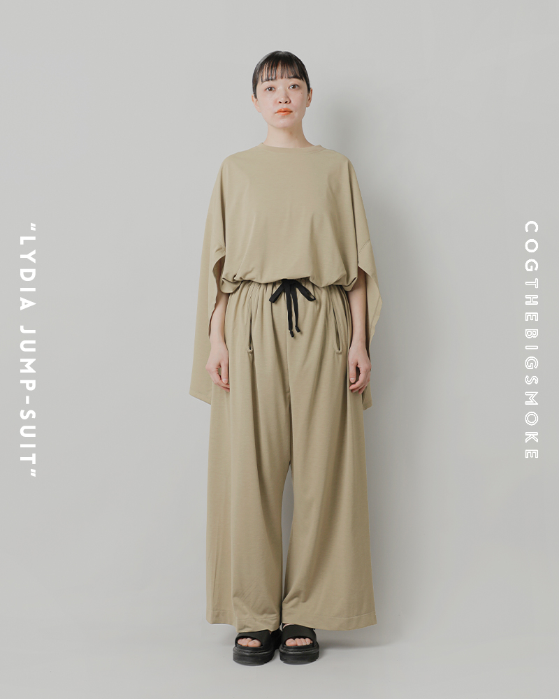COGTHEBIGSMOKE(コグザビッグスモーク)リサイクルジャージークルーネックワイドレッグジャンプスーツ“LYDIAJUMP-SUIT”12701-346-1217-1