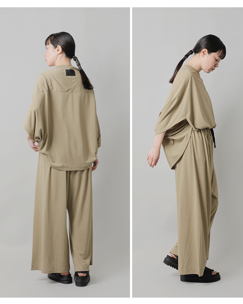COGTHEBIGSMOKE(コグザビッグスモーク)リサイクルジャージークルーネックワイドレッグジャンプスーツ“LYDIAJUMP-SUIT”12701-346-1217-1