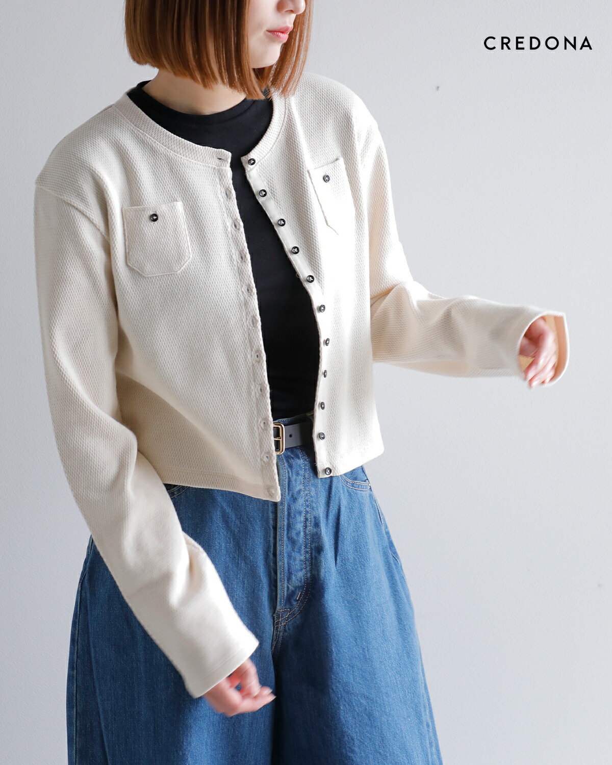 CREDONA(クレドナ)コットン ハニカム セントラル サーマル カーディガン “CENTRAL THERMAL CARDIGAN”1425112102-0