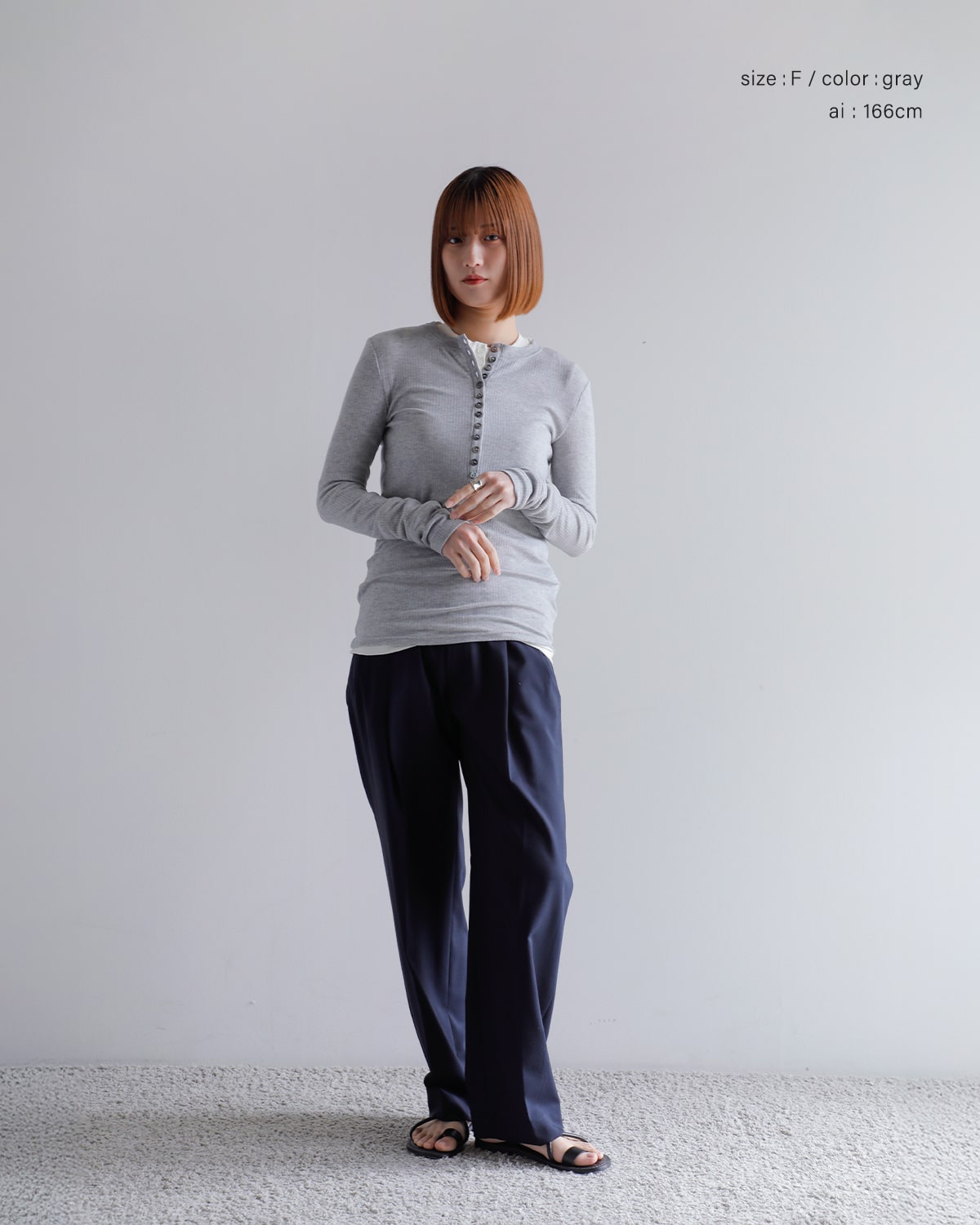 CREDONA(クレドナ)テンセルシルクカシミヤブレンドヘンリーネックTシャツ “TENCEL CASMIRE SILK HENLY TEE” 1425112120-0
