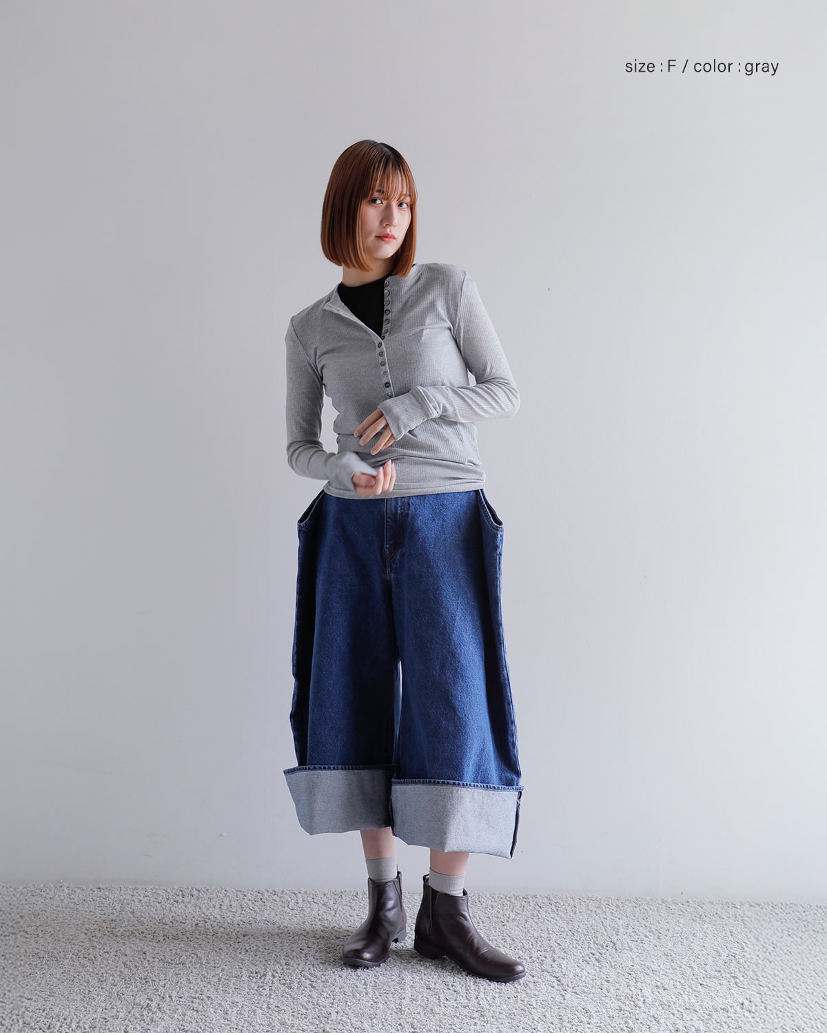 CREDONA(クレドナ)テンセルシルクカシミヤブレンドヘンリーネックTシャツ “TENCEL CASMIRE SILK HENLY TEE” 1425112120-0