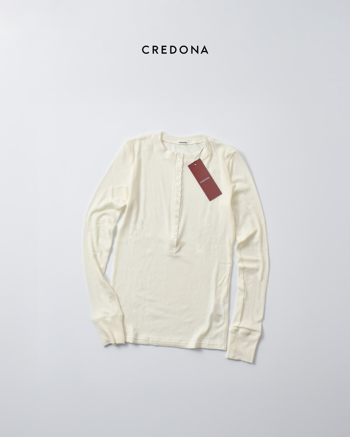 CREDONA(クレドナ)テンセル シルク カシミヤ ブレンド ヘンリーネック Tシャツ “TENCEL CASMIRE SILK HENLY TEE”1425112120-0