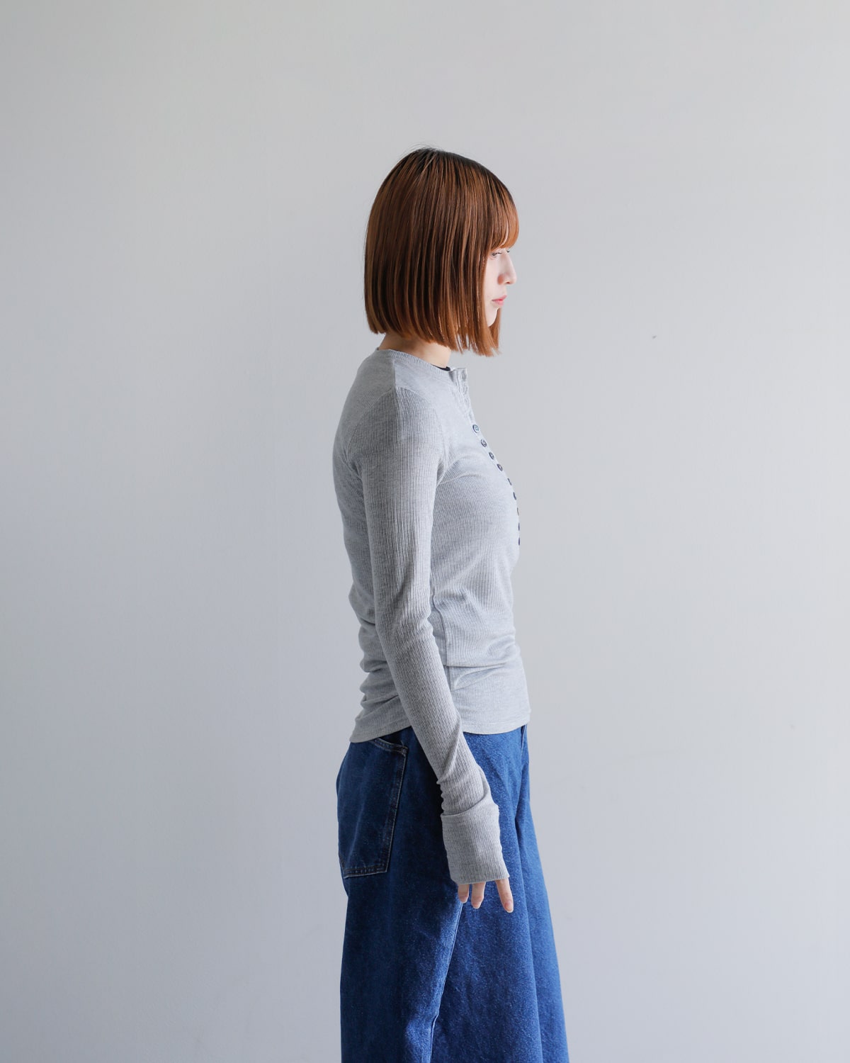 CREDONA(クレドナ)テンセルシルクカシミヤブレンドヘンリーネックTシャツ “TENCEL CASMIRE SILK HENLY TEE” 1425112120-0