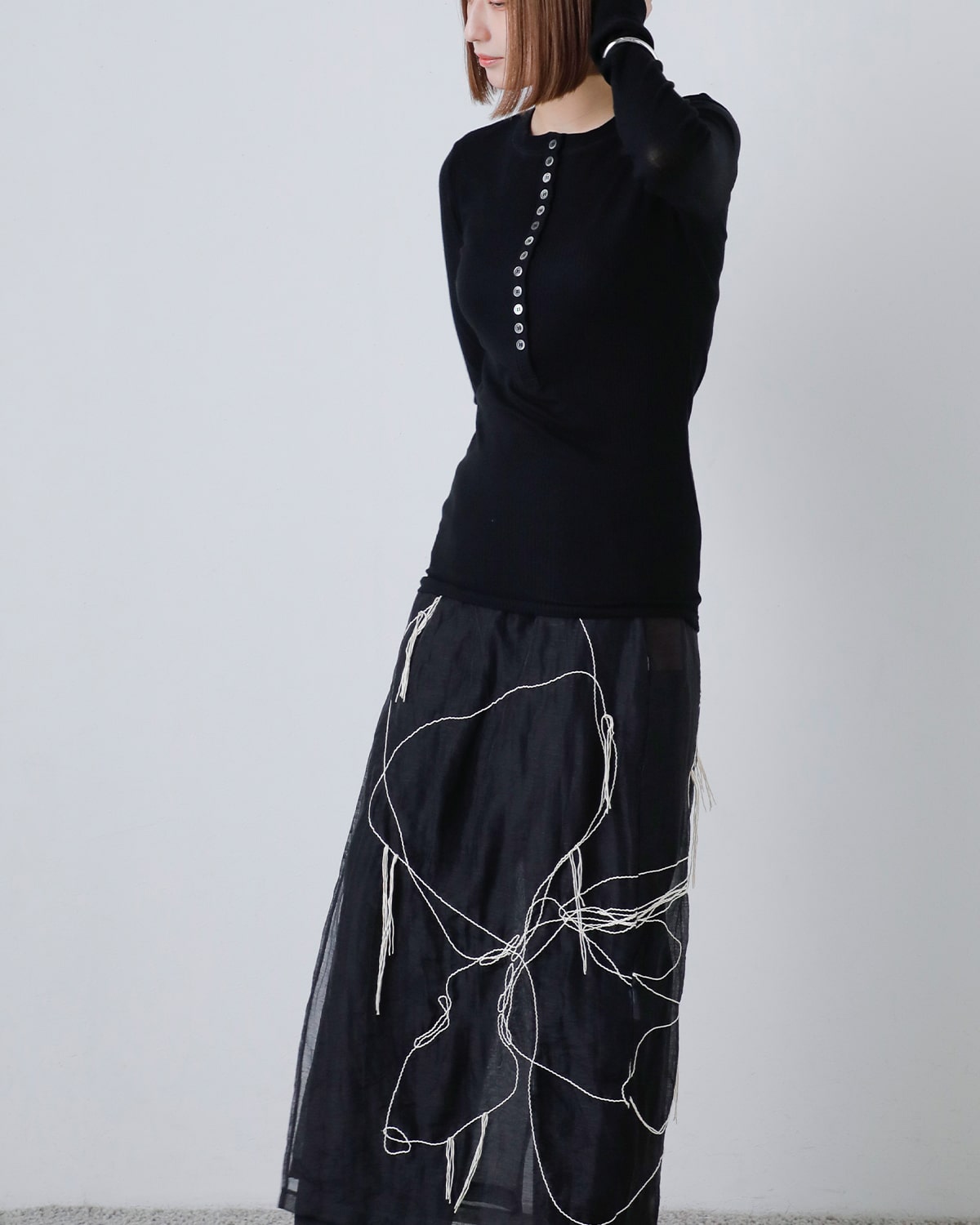 CREDONA(クレドナ)テンセルシルクカシミヤブレンドヘンリーネックTシャツ “TENCEL CASMIRE SILK HENLY TEE” 1425112120-0