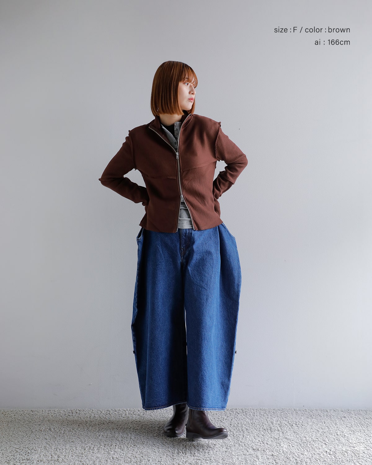 CREDONA(クレドナ)2wayヴィンテージリブダブルファスナーサーマルトップス “TERRA RIB 2WAY ZIP THERMAL” 1425112133-0