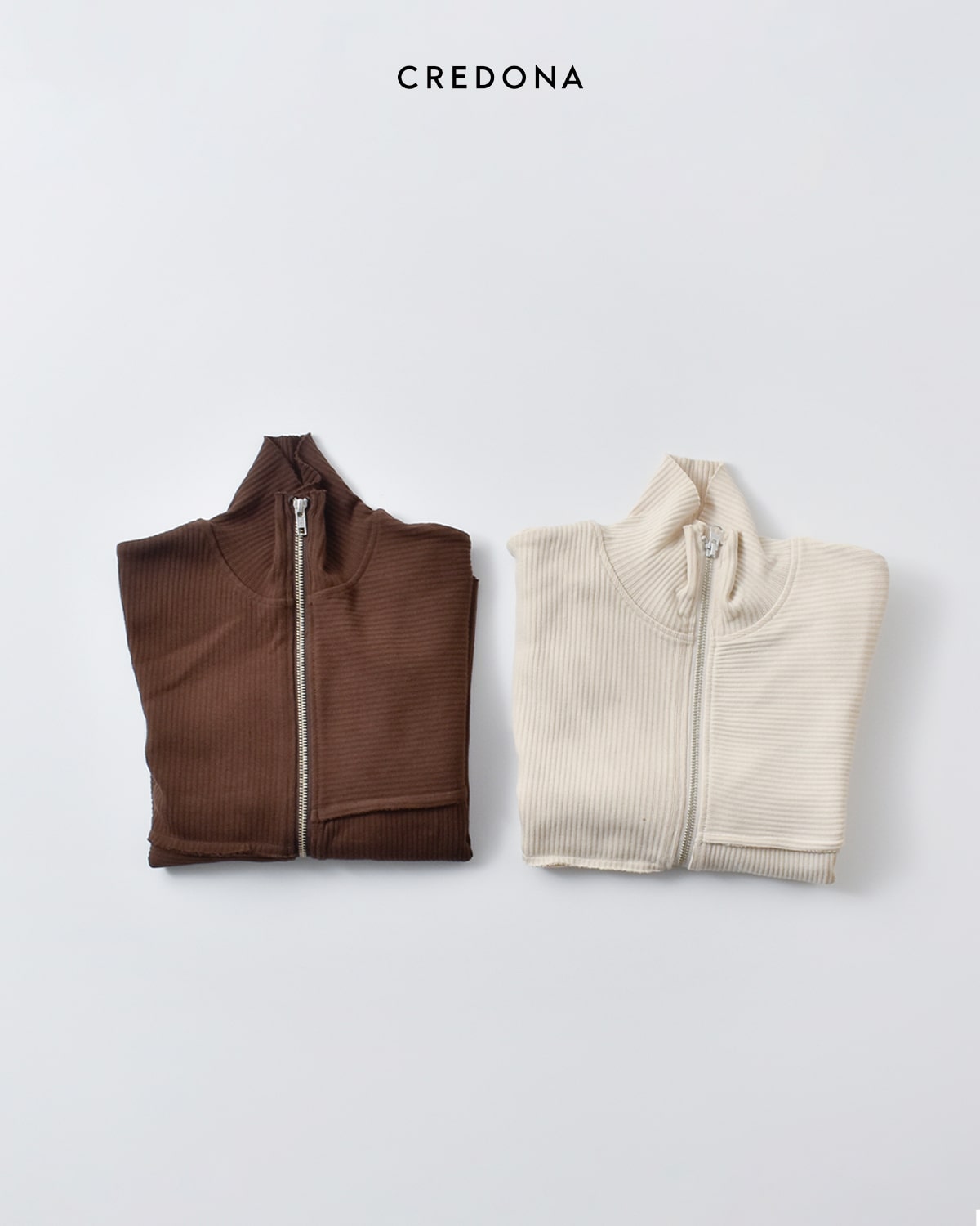 CREDONA(クレドナ)2way ヴィンテージリブ ダブルファスナー サーマル トップス “TERRA RIB 2WAY ZIP THERMAL”1425112133-0
