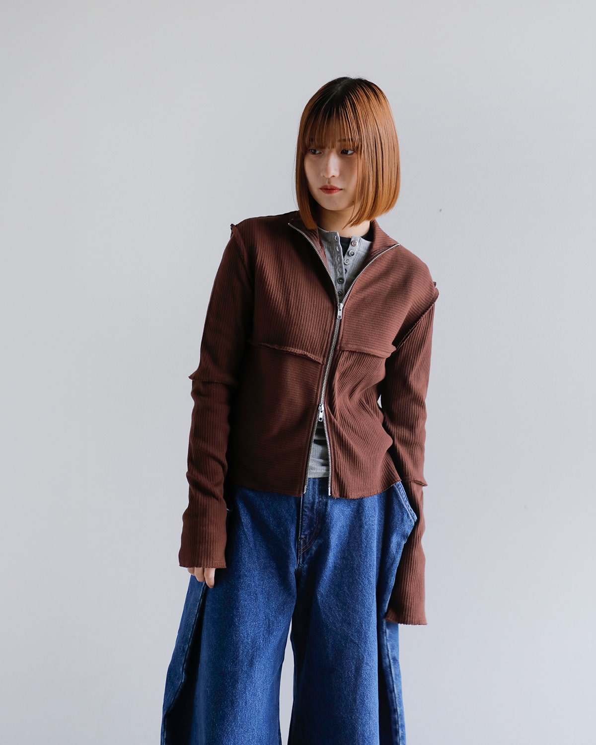 CREDONA(クレドナ)2wayヴィンテージリブダブルファスナーサーマルトップス “TERRA RIB 2WAY ZIP THERMAL” 1425112133-0