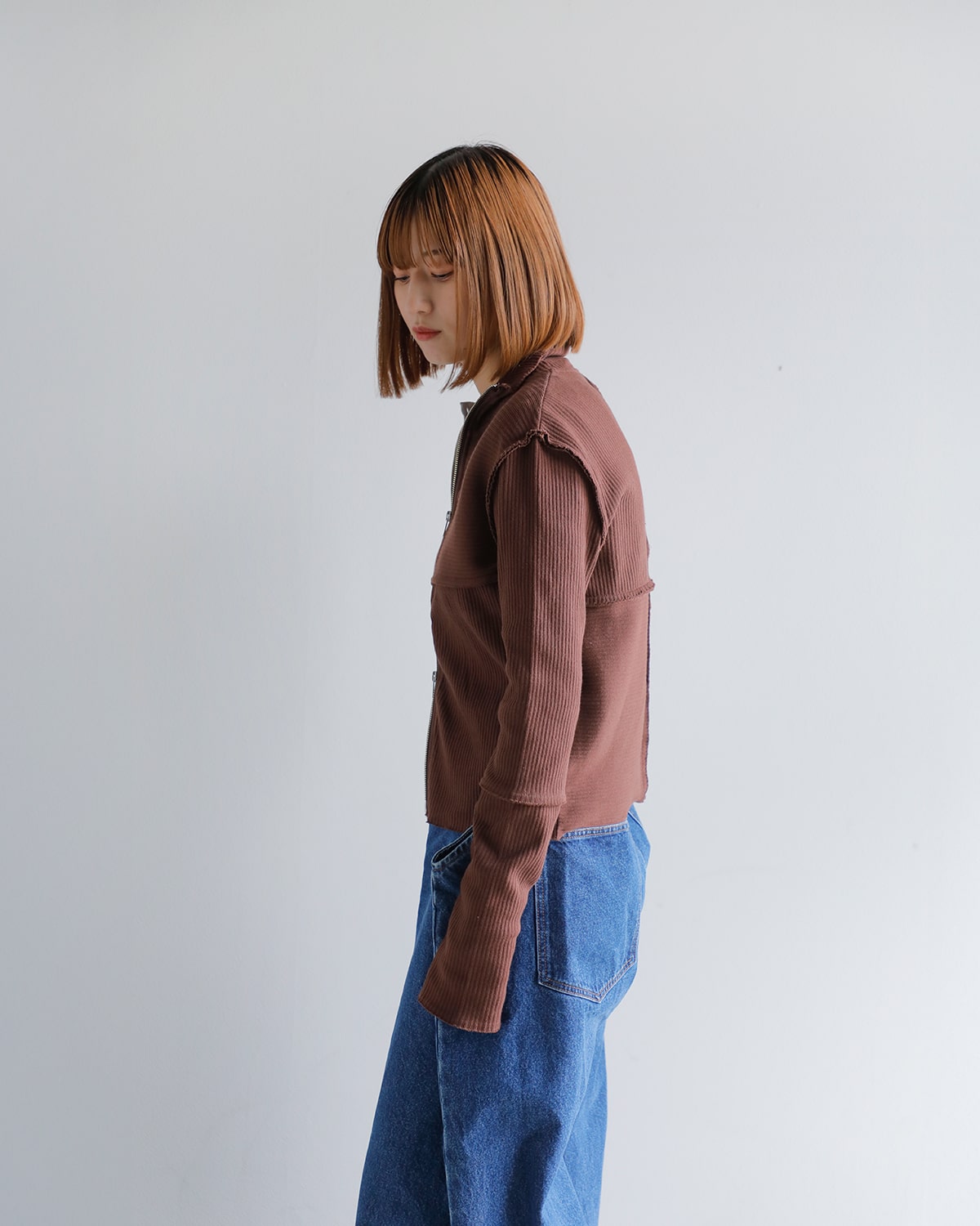 CREDONA(クレドナ)2wayヴィンテージリブダブルファスナーサーマルトップス “TERRA RIB 2WAY ZIP THERMAL” 1425112133-0