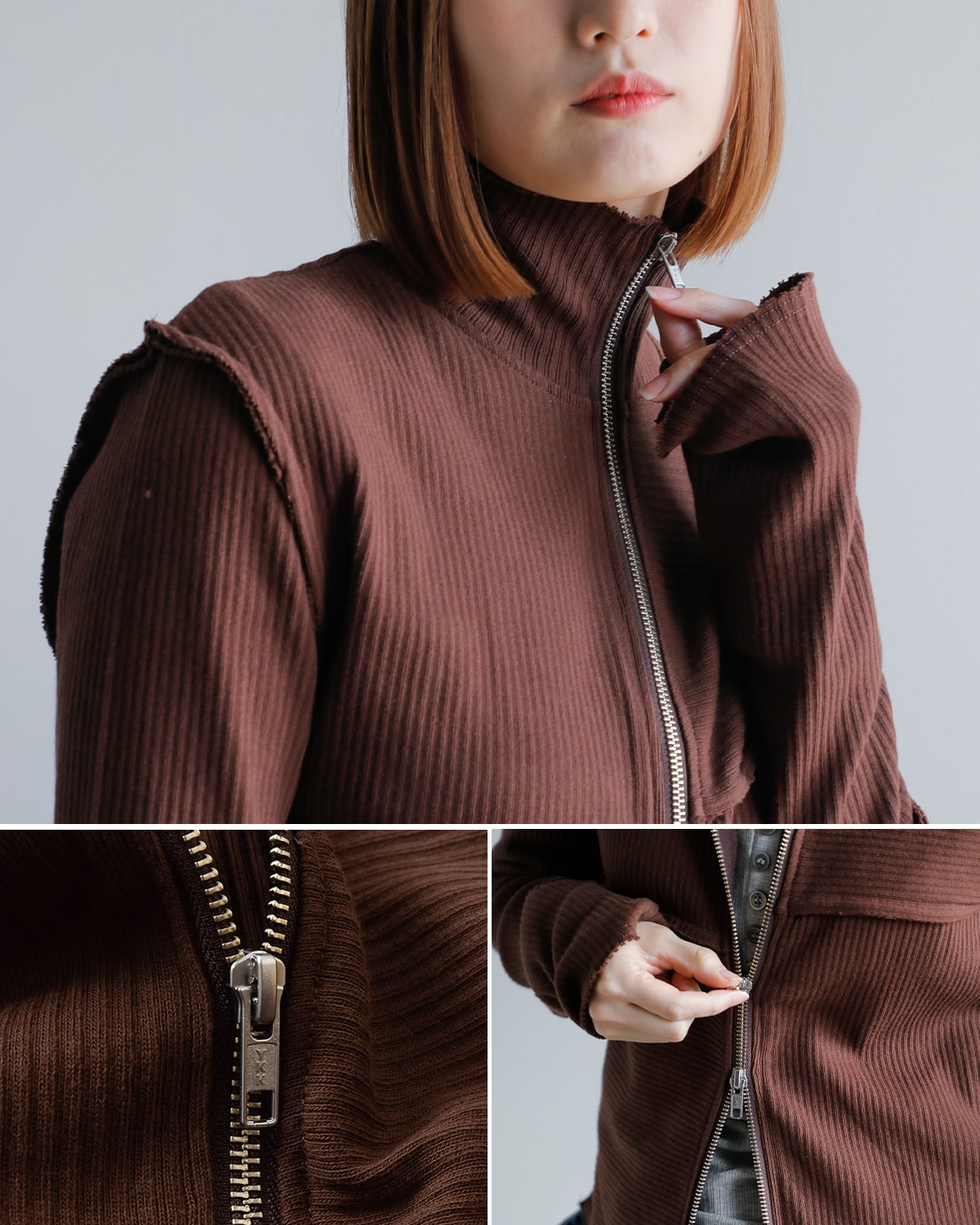 CREDONA(クレドナ)2wayヴィンテージリブダブルファスナーサーマルトップス “TERRA RIB 2WAY ZIP THERMAL” 1425112133-0