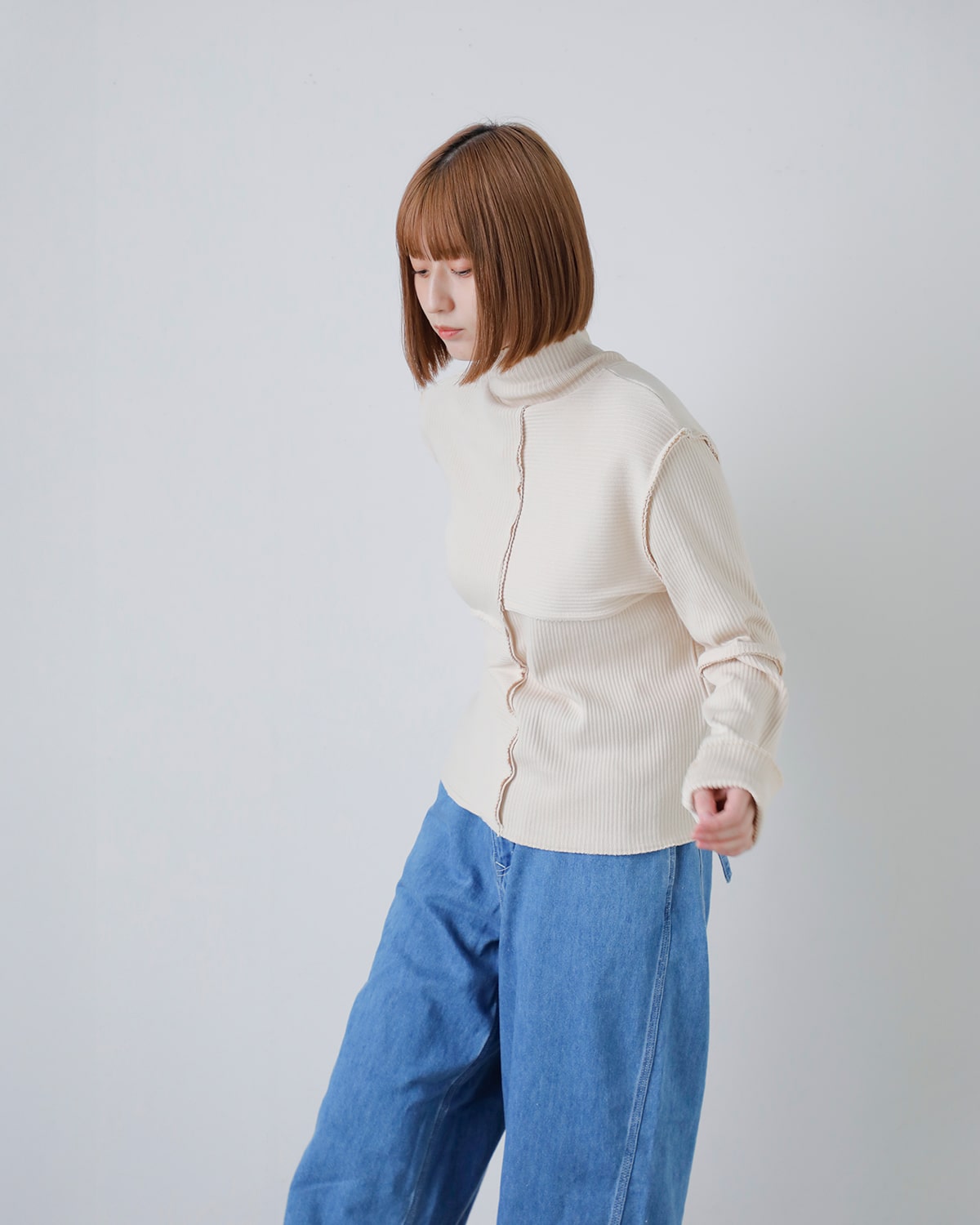 CREDONA(クレドナ)2wayヴィンテージリブダブルファスナーサーマルトップス “TERRA RIB 2WAY ZIP THERMAL” 1425112133-0