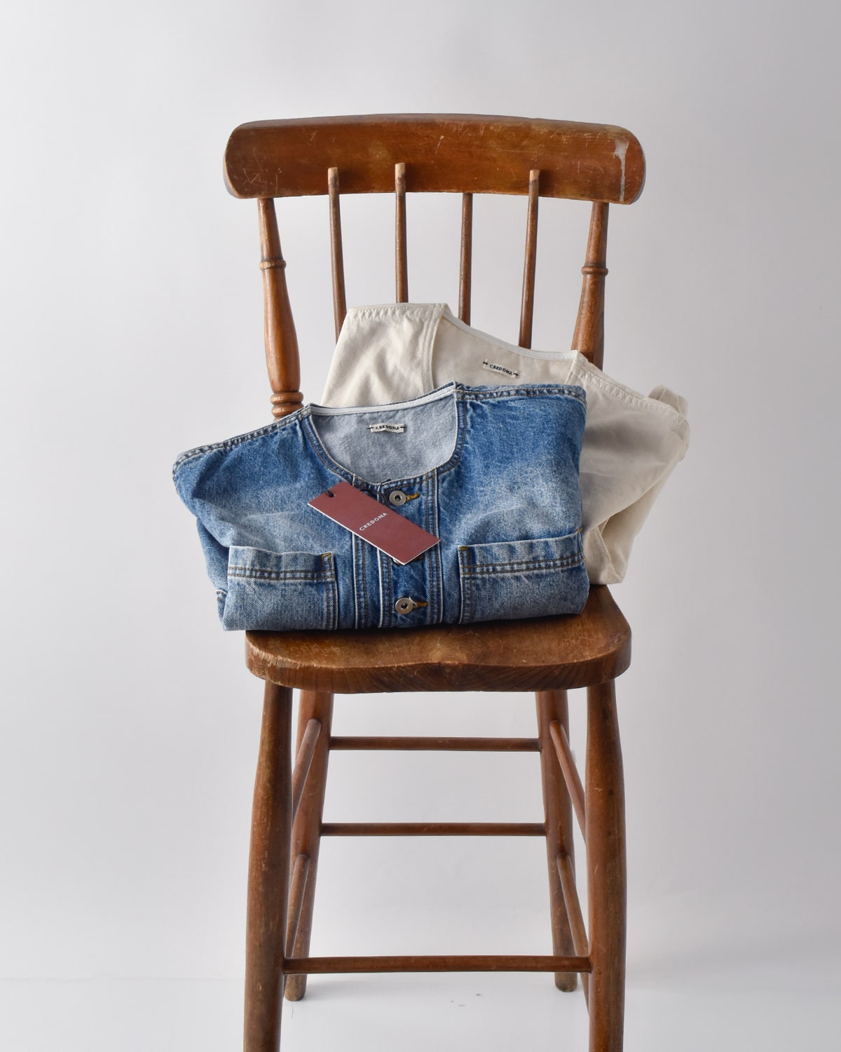CREDONA(クレドナ)ノーカラーデニムジャケット “NO CALLOR DENIM JACKET” 1425201152-0