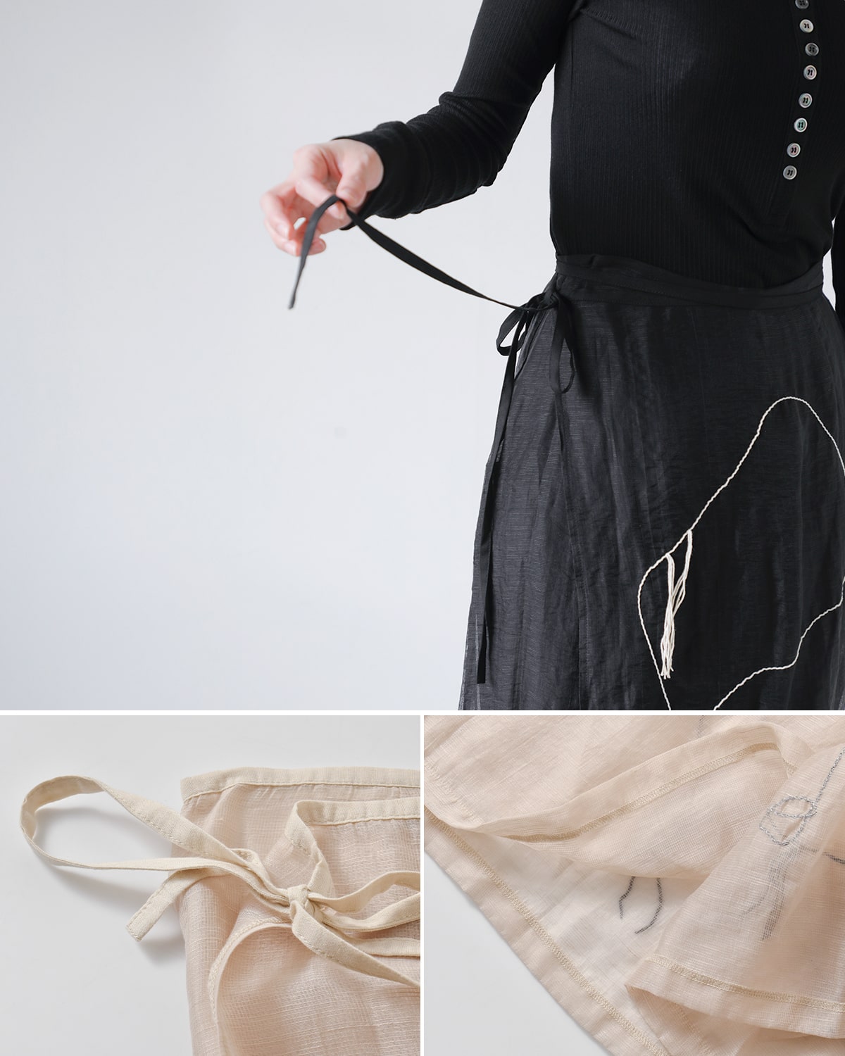 credonaアートエンブロイダリーラップスカート(新品未使用タグ付き) CREDONA｜エンブロイダリー ラップ スカート “ART EMBROIDERY