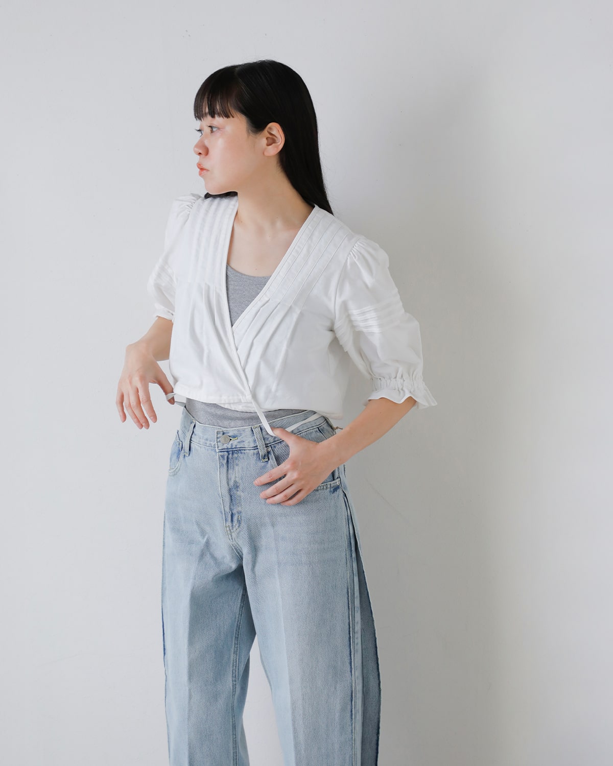 CLANE(クラネ)ピンタッククロップドブラウス 18122-4212