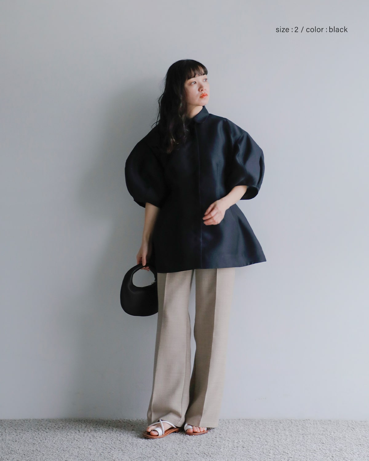 CLANE(クラネ)ウエストシェイプパフスリーブシャツ 18122-4252
