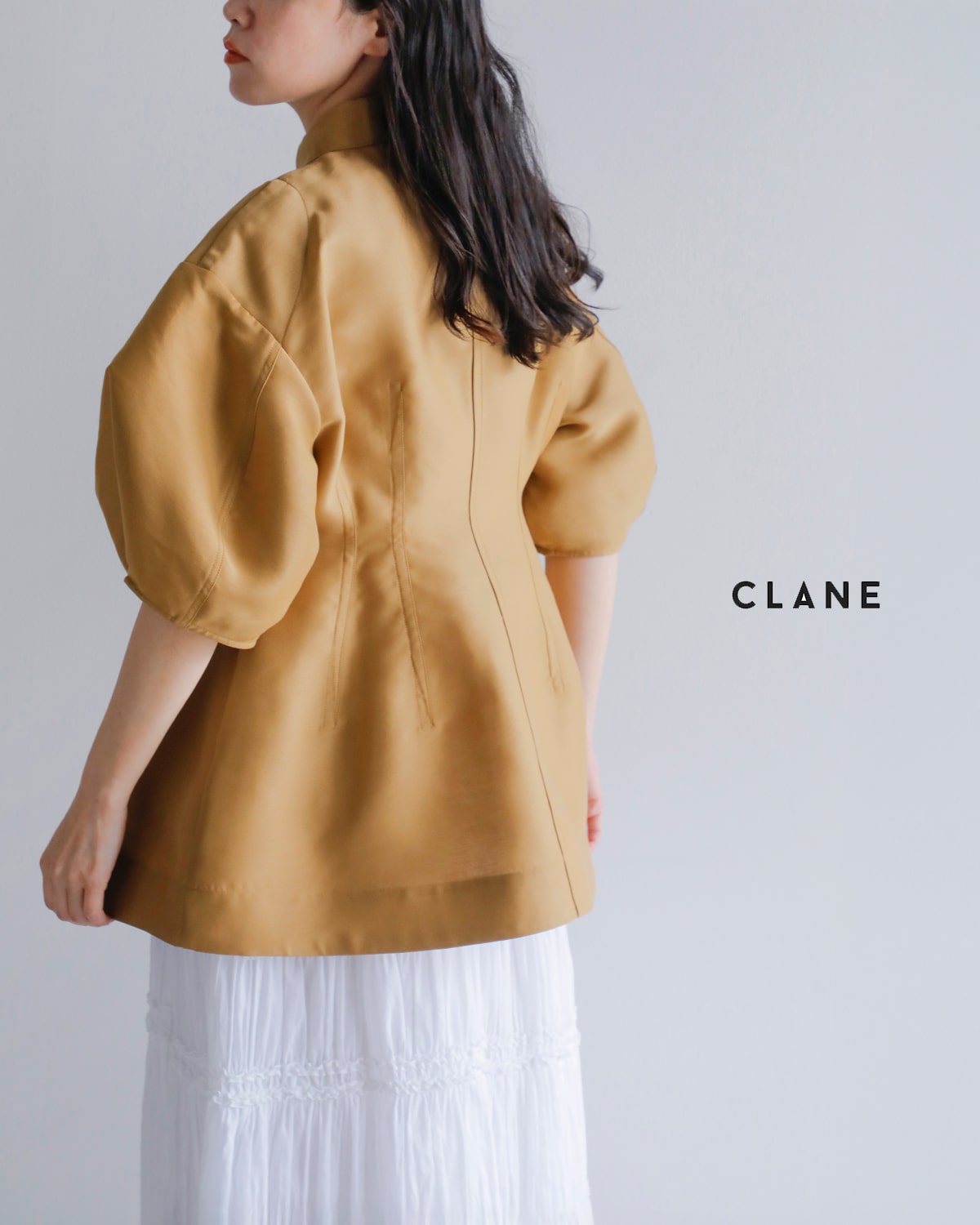CLANE クラネ ウエスト シェイプ パフスリーブ シャツ 18122