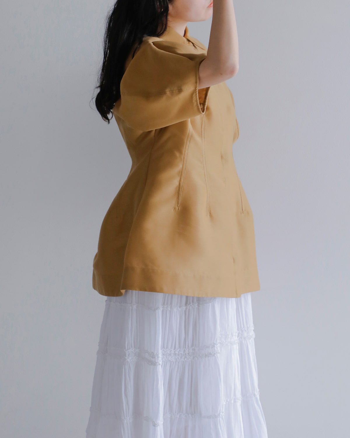 CLANE(クラネ)ウエストシェイプパフスリーブシャツ 18122-4252