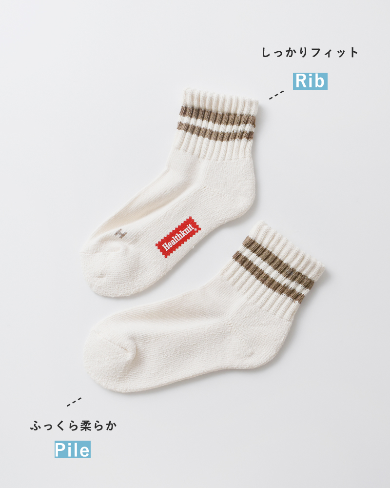 Healthknit(ヘルスニット)シンカー2本ラインショートソックス3足組191-3695