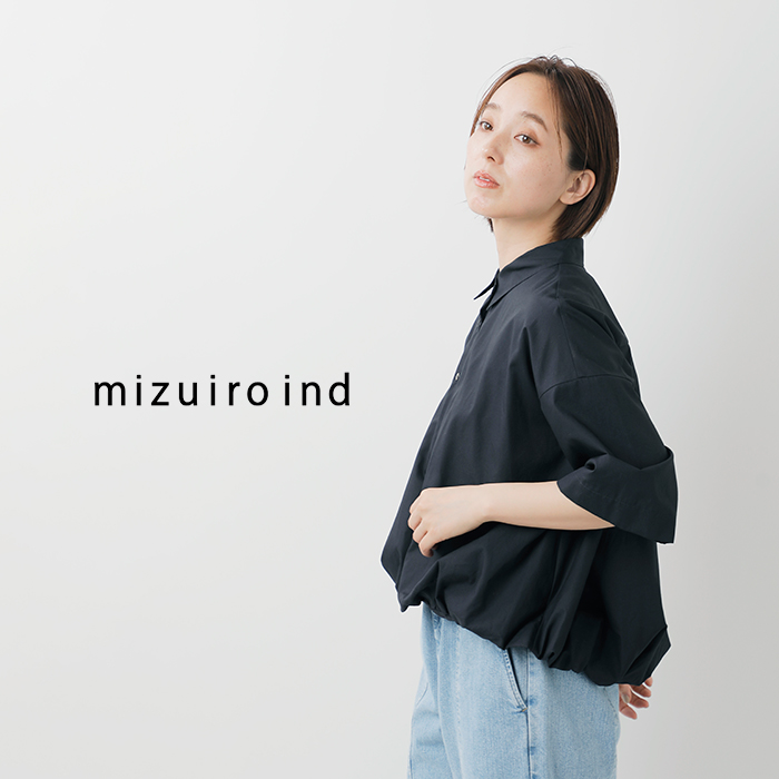 mizuiro ind(ミズイロインド)コットンハーフスリーブバルーンシャツ2-230080