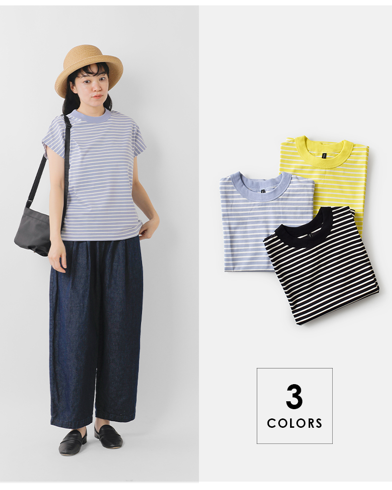 TRAVAIL MANUEL(トラバイユマニュアル)コットンミディ天竺ボーダーフレンチTシャツ2039