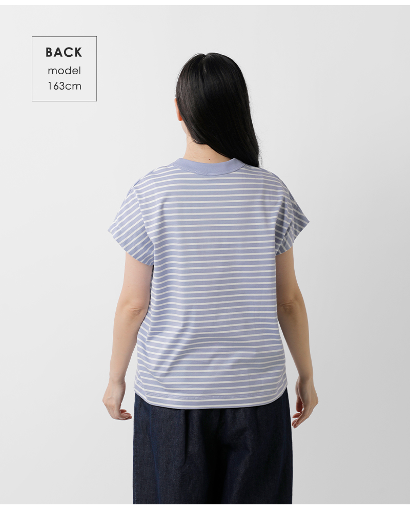 TRAVAIL MANUEL(トラバイユマニュアル)コットンミディ天竺ボーダーフレンチTシャツ2039