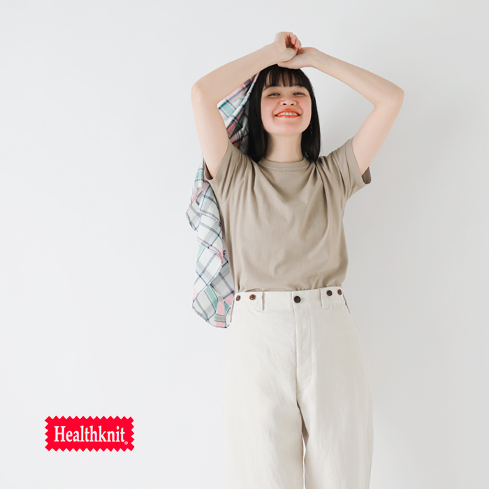 Healthknit(ヘルスニット)コットントンプキンスジャージークルーネック半袖Tシャツ214
