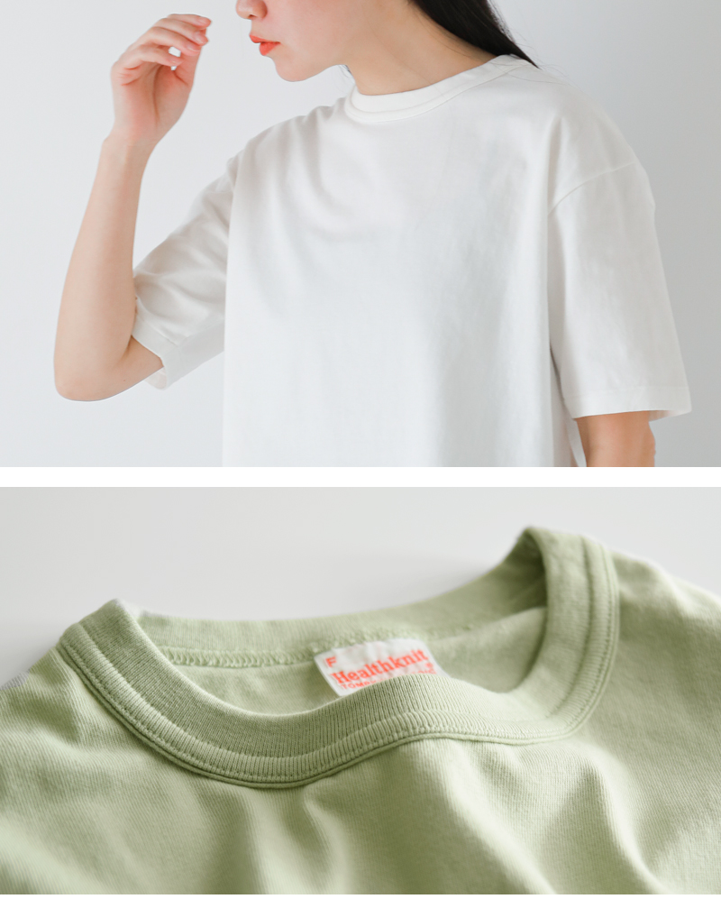 Healthknit(ヘルスニット)コットン トンプキンス ジャージー クロップド クルーネック 半袖 Tシャツ 215
