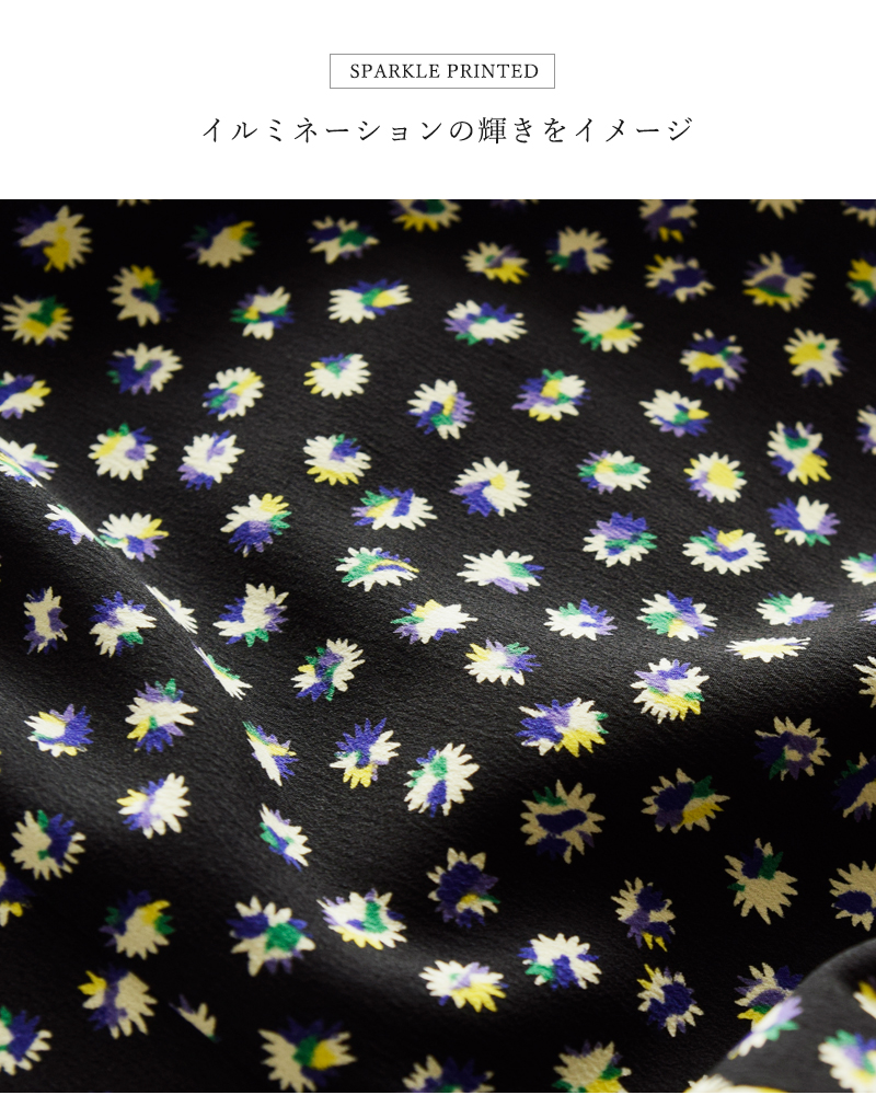 Shinzone(シンゾーン)スパークルプリントラップ風スカート“SPARKLEPRINTEDSKIRT”24amssk06