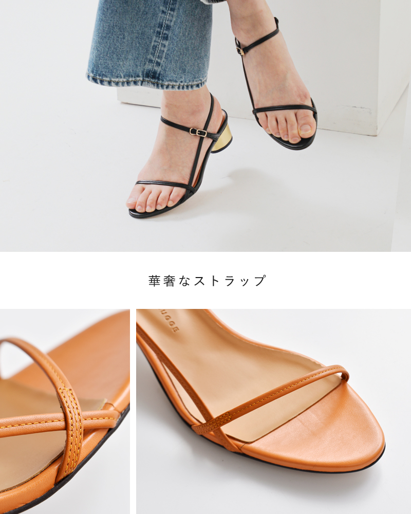 atelier brugge(アトリエブルージュ)レザーメタリックヒールサンダル25bb-31