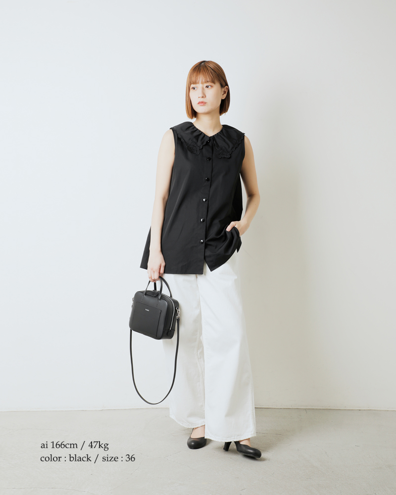 Shinzone(シンゾーン)コットンレースカラーノースリーブブラウス“LACECOLLARBLOUSE”25mmsbl04