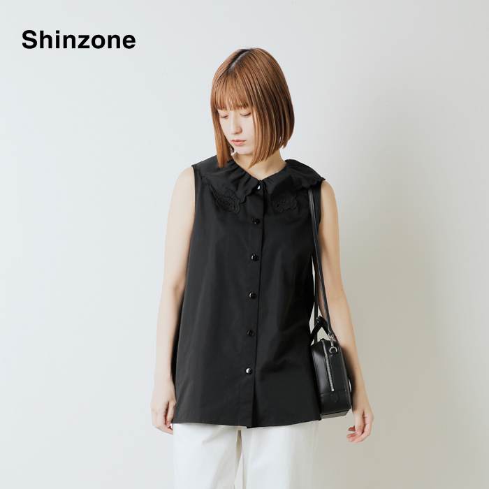 Shinzone(シンゾーン)コットンレースカラーノースリーブブラウス“LACECOLLARBLOUSE”25mmsbl04