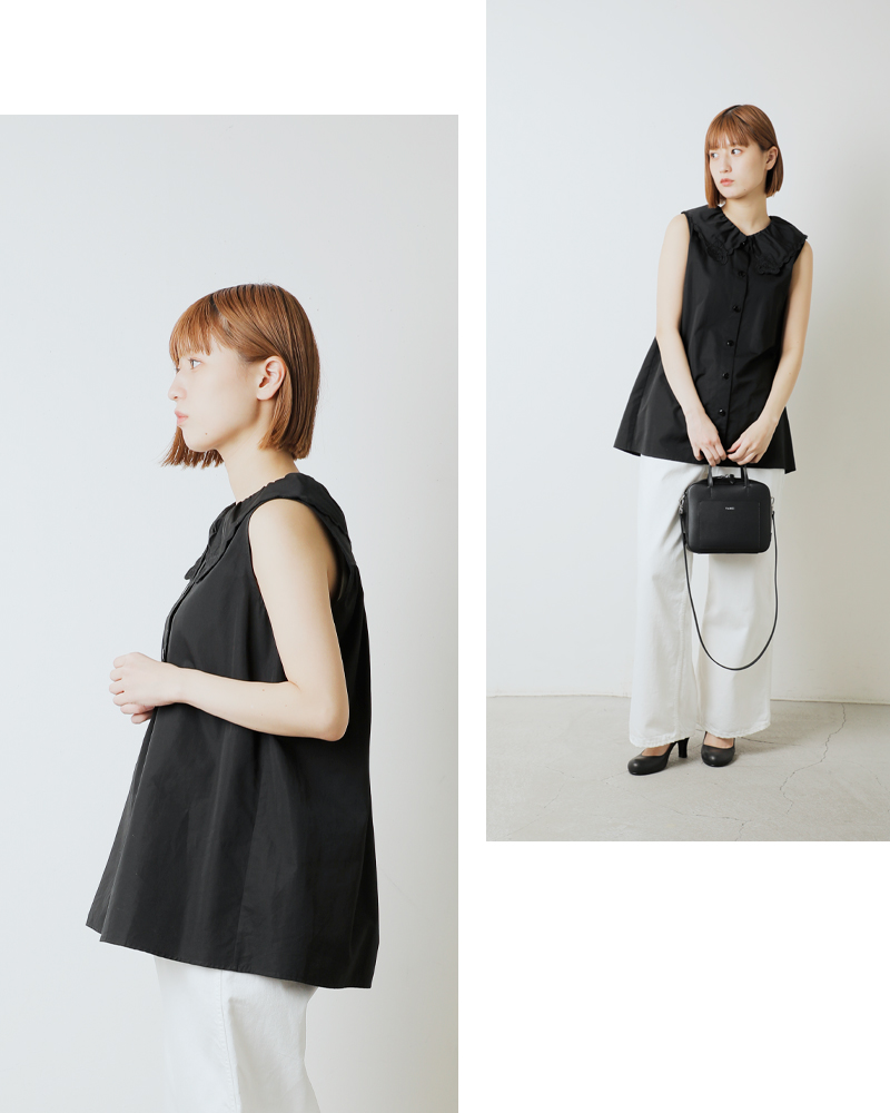 Shinzone(シンゾーン)コットンレースカラーノースリーブブラウス“LACECOLLARBLOUSE”25mmsbl04