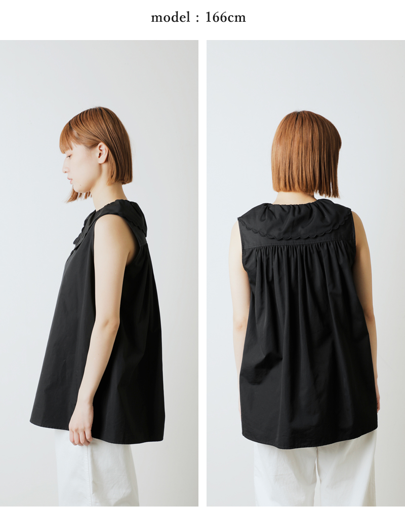 Shinzone(シンゾーン)コットンレースカラーノースリーブブラウス“LACECOLLARBLOUSE”25mmsbl04