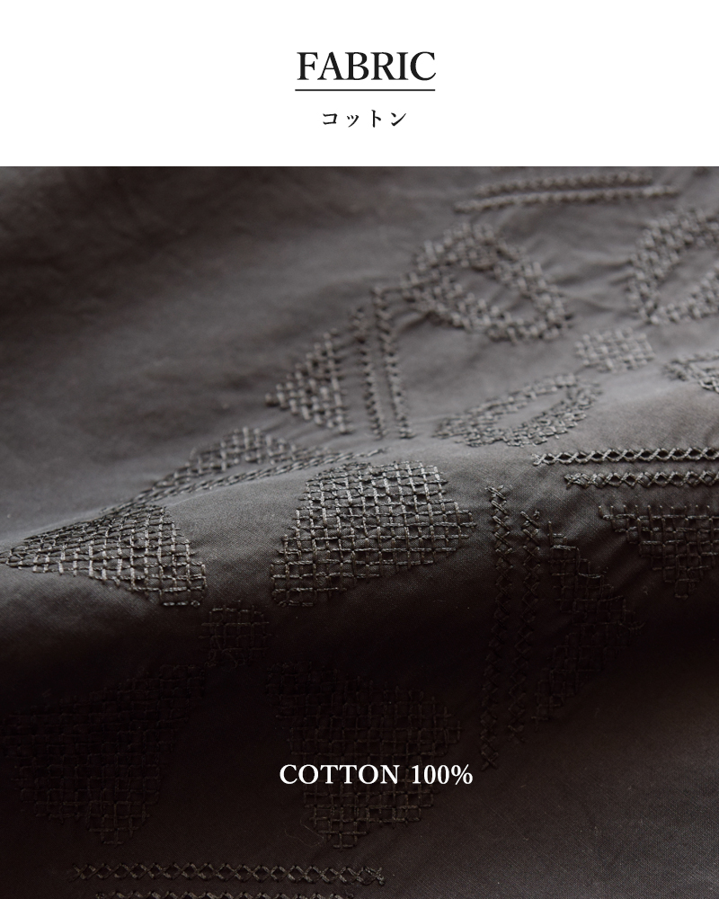 Shinzone(シンゾーン)コットンタイルパターン刺繍半袖シャツ“TILEPATTERNEMBROIDERYSHIRT”25mmsbl05