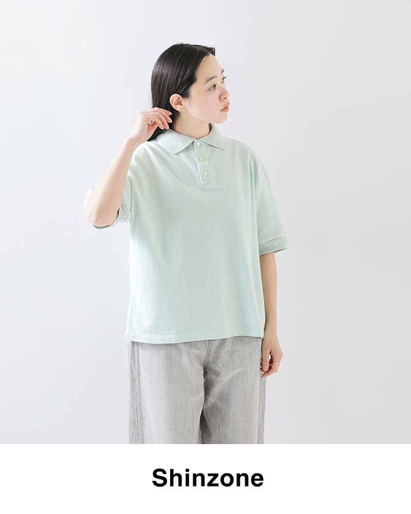Shinzone(シンゾーン)コットン鹿の子半袖ワイドポロシャツ“WIDEPOLOSHIRT”25mmscu09