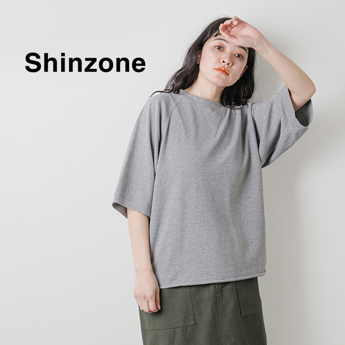 Shinzone(シンゾーン)コットン裏毛ハーフスリーブスウェットTシャツ“INLAYEDHALFSLEEVETEE”25smscu03