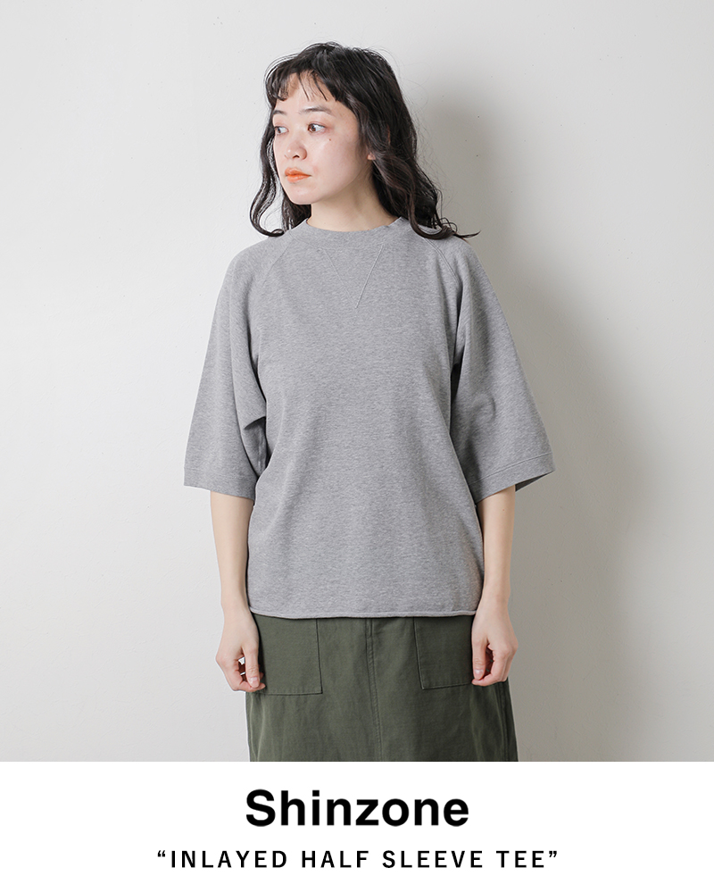 Shinzone(シンゾーン)コットン裏毛ハーフスリーブスウェットTシャツ“INLAYEDHALFSLEEVETEE”25smscu03