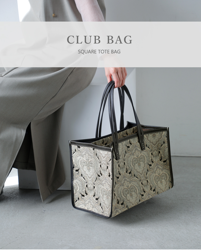 A VACATION(ア ヴァケーション)カーフスキンレザーハンドルスクエアトートバッグ“CLUBBAG”25ss-a76