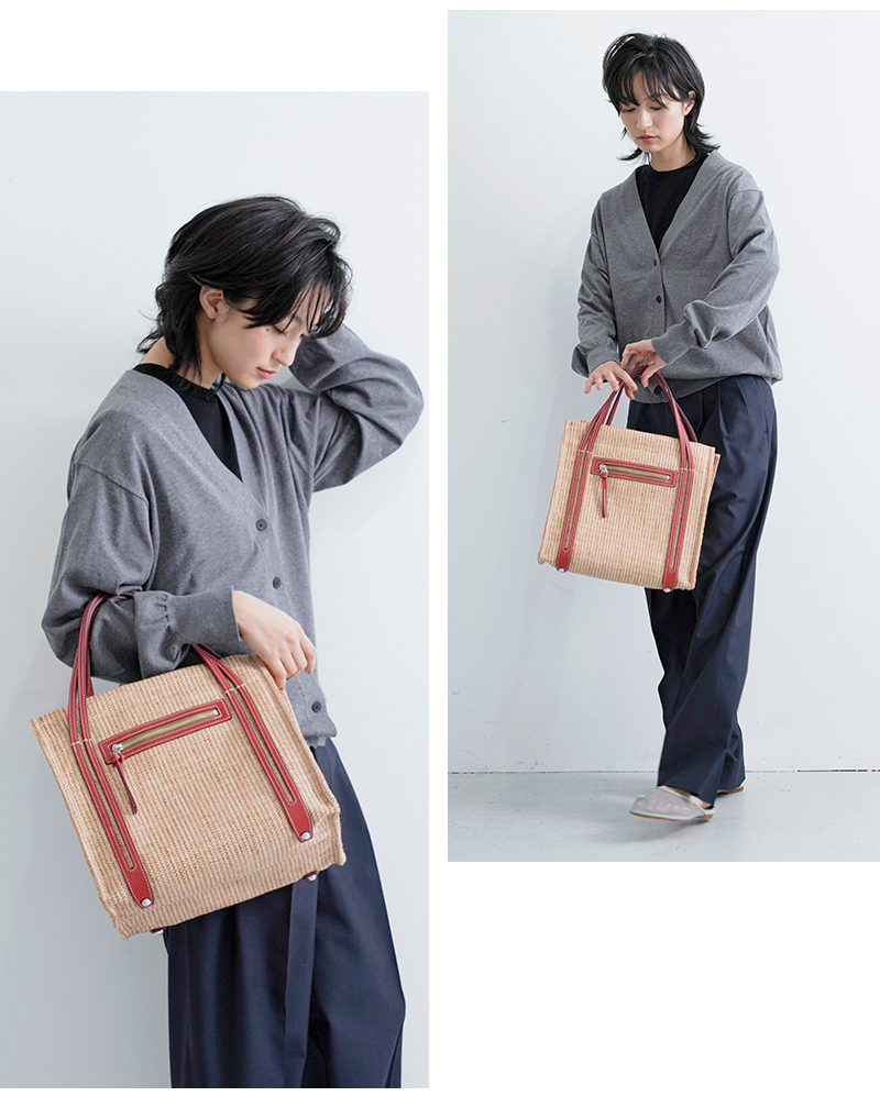 A VACATION(ア ヴァケーション)カーフスキンレザーハンドルスクエアトートバッグ“BAM”25ss-a90